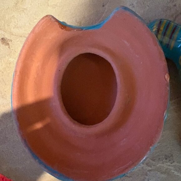 Talavera Mexican Folk Art Terracotta Hand Painted Turtle Trinket Box w/Lid - Picture 4 of 7